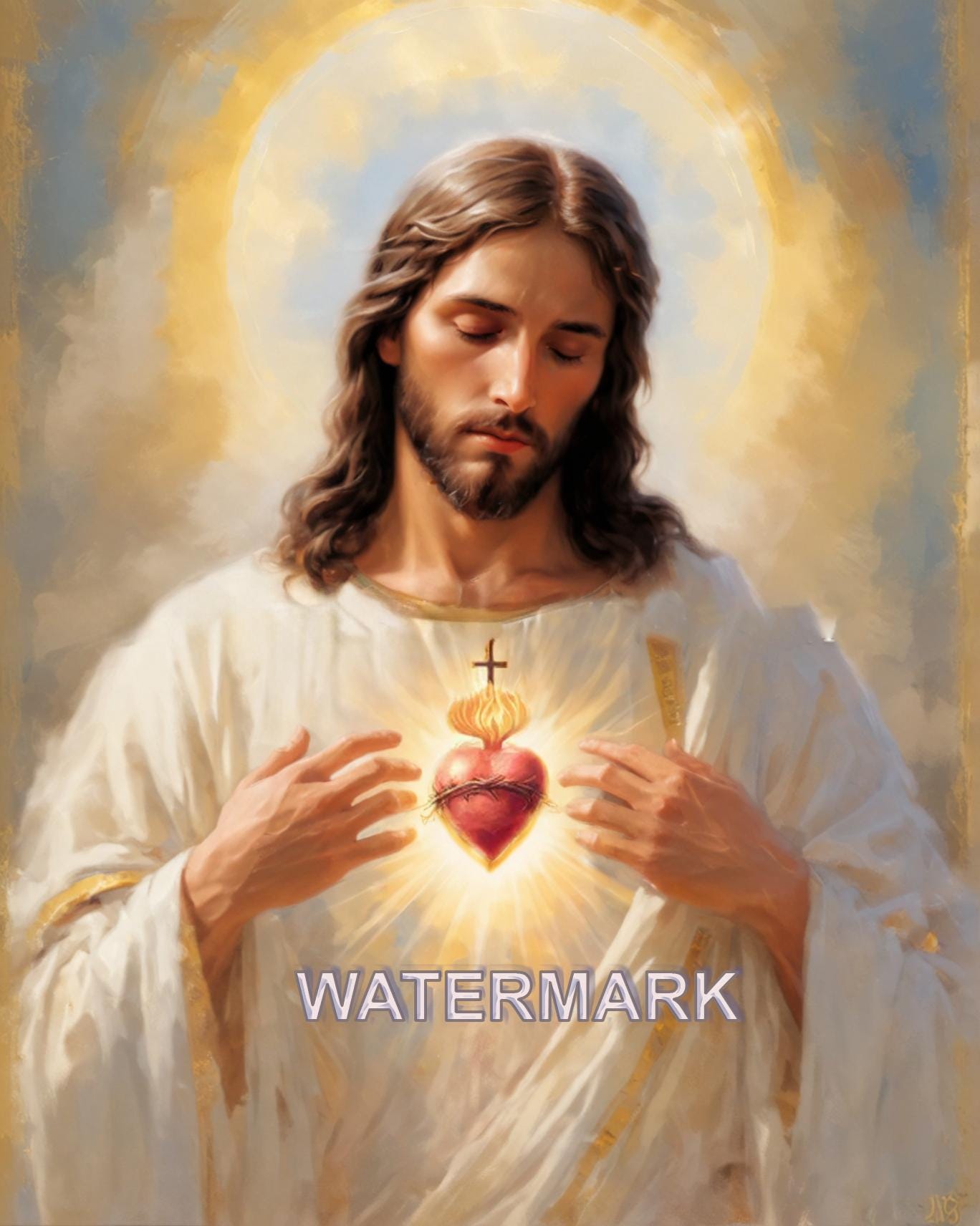 Jesus Christ Sacred Heart Religious Art Digital Image image 0
