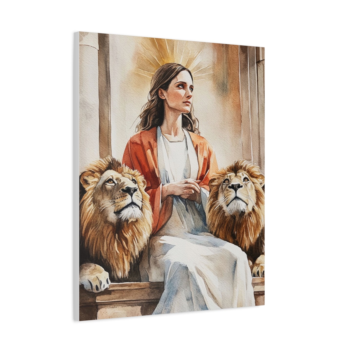 Ready To Hang - St. Prisca with Lions Catholic Canvas Wall Art, Christian Decor