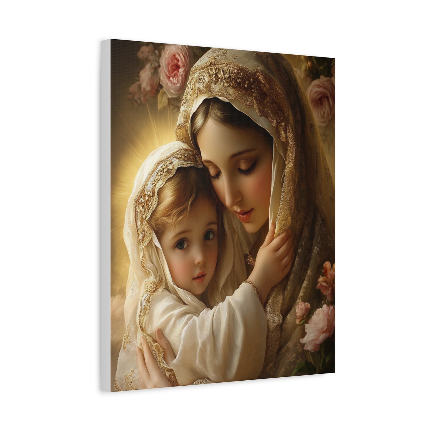 Mother Mary with Jesus Catholic Canvas Wall Art, Christian Decor