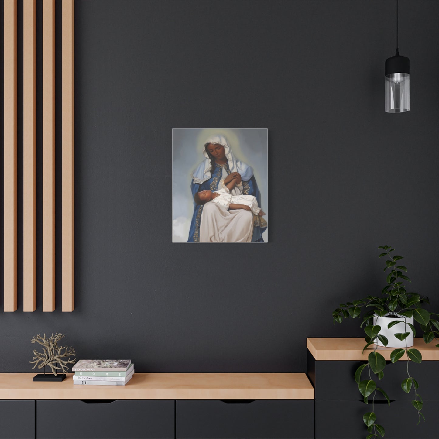 Our Lady Providence Mary Brown Skin Catholic Canvas Wall Art, Christian Decor