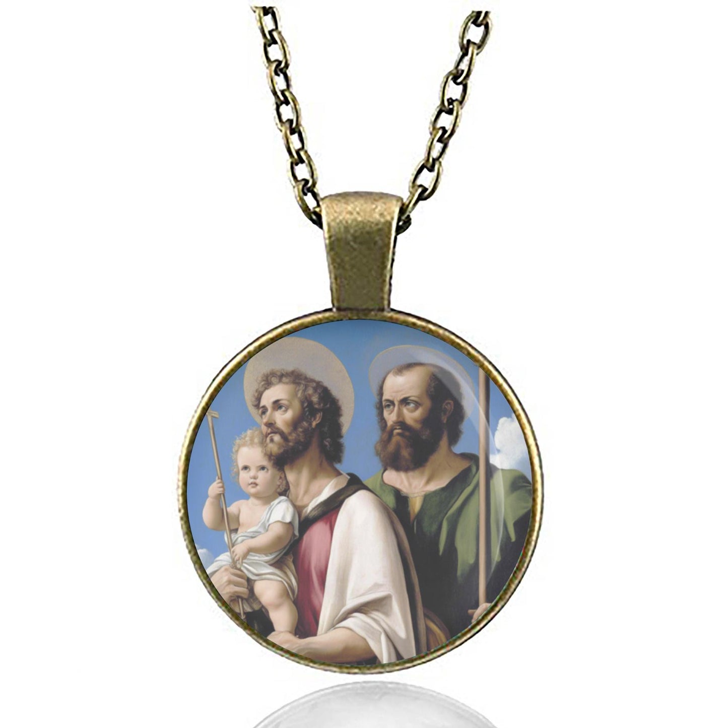 St. Christopher with St Peter Catholic Necklace. Patron Saint of Travelers Children