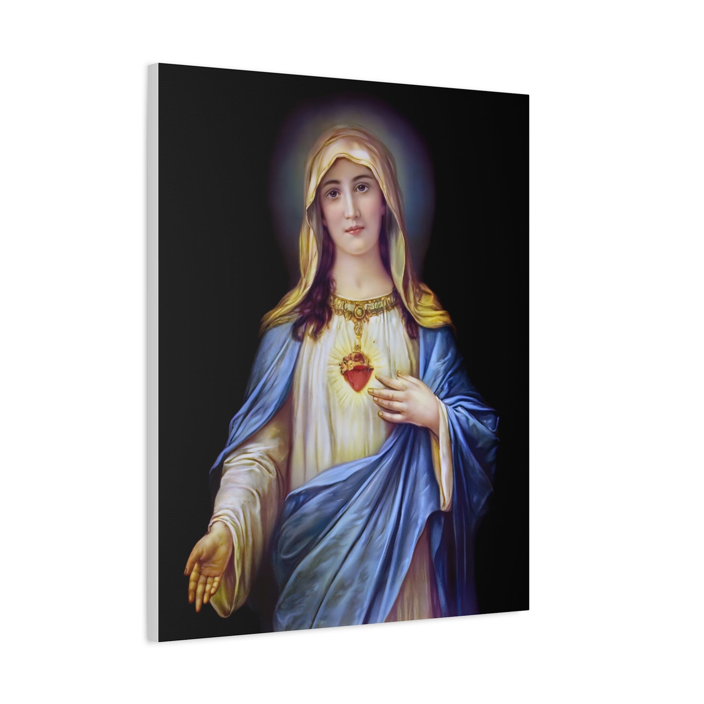 Immaculate Heart Mother Mary - Catholic Canvas Wall Art, Christian Decor