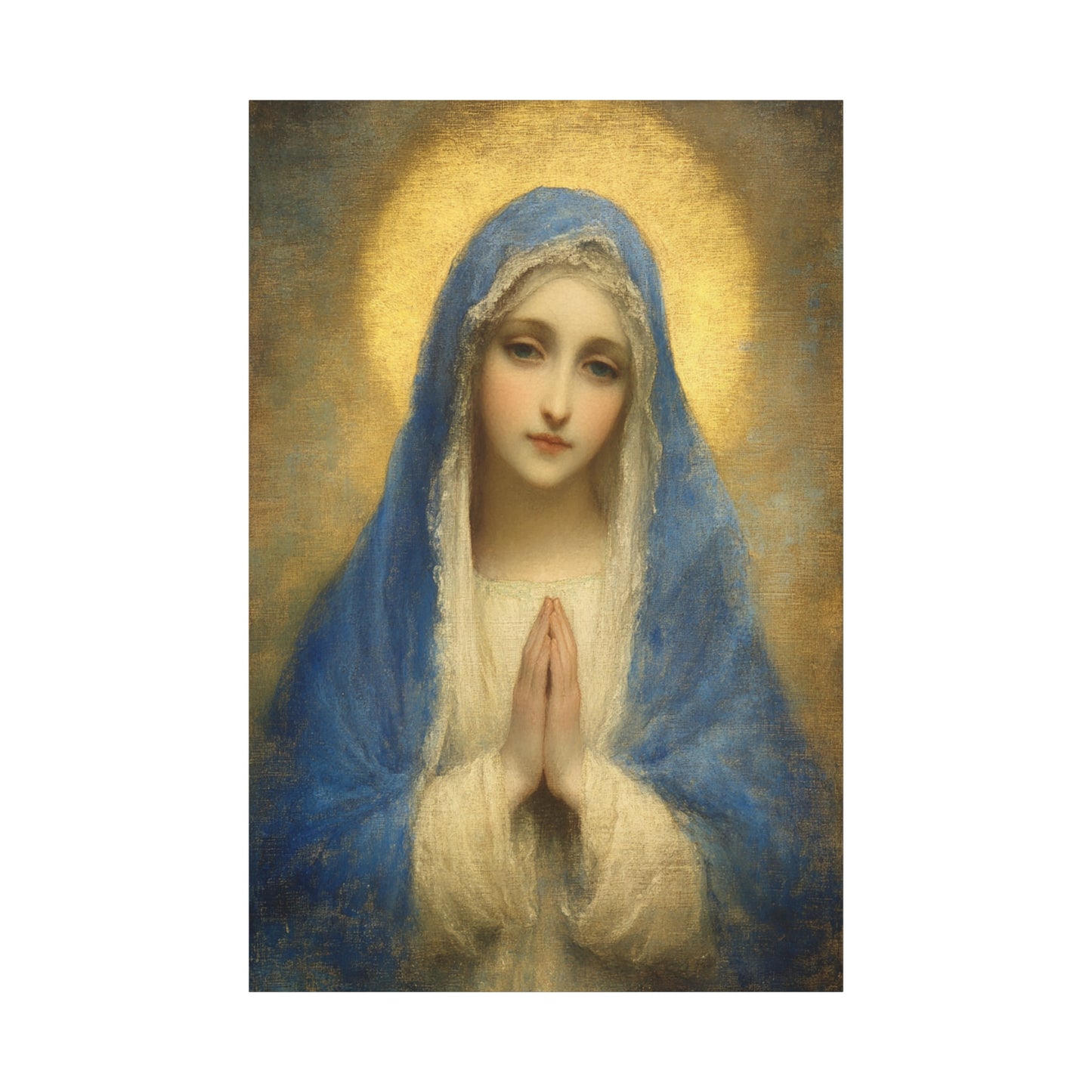 Mother Mary Blue Veil Catholic Canvas Wall Art, Christian Decor