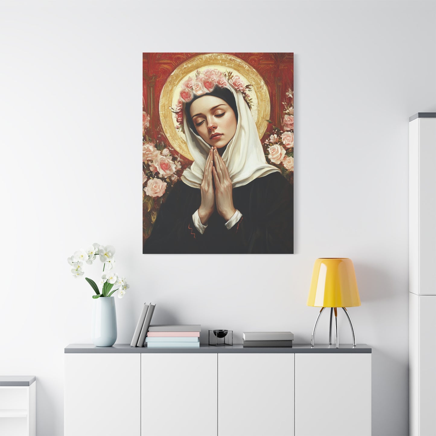 Ready To Hang - St. Rose of Lima Roses Catholic Canvas Wall Art, Christian Decor