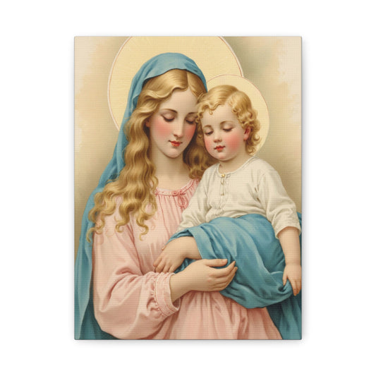 Mother Mary and Baby Jesus Catholic Canvas Wall Art, Christian Decor