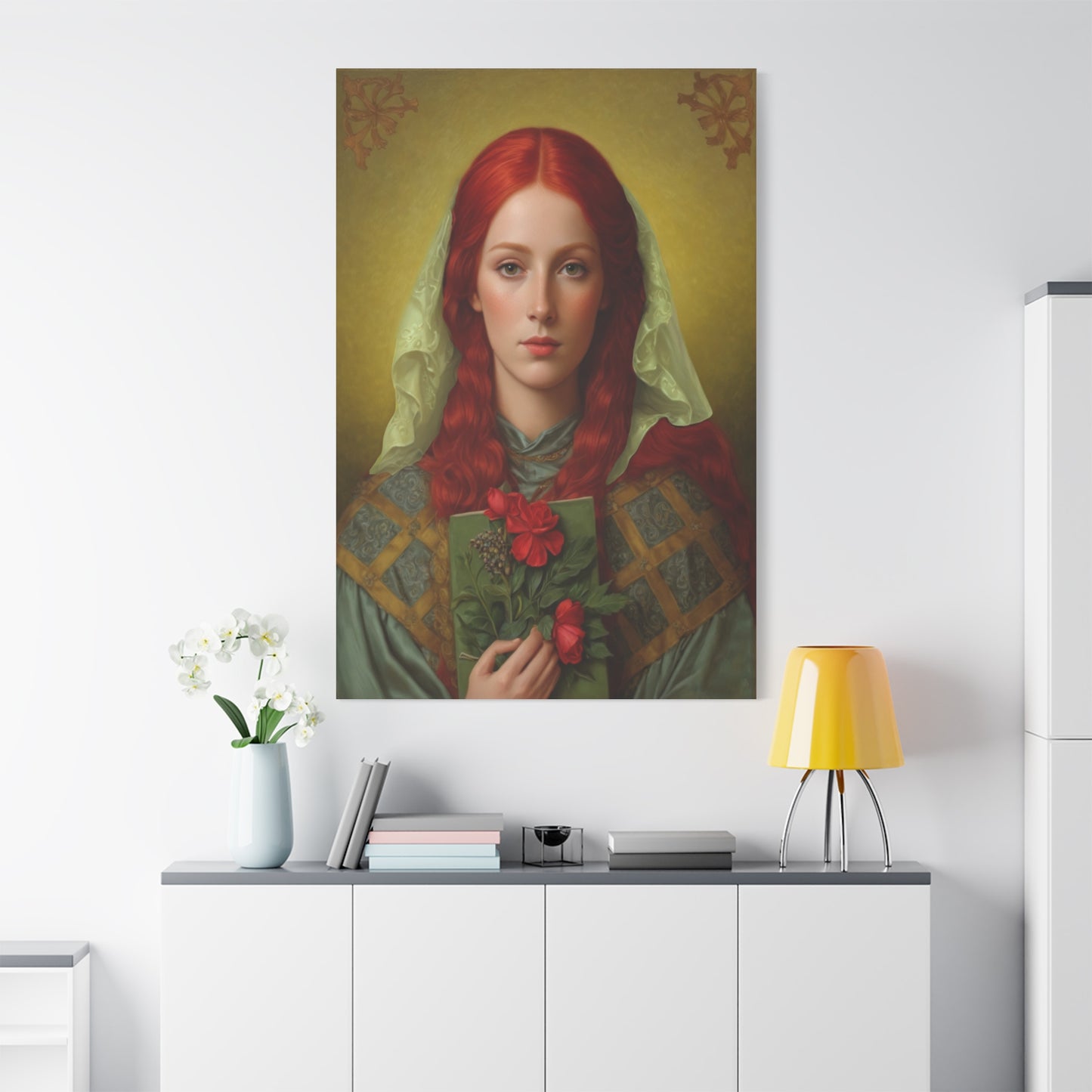 St. Dymphna Catholic Canvas Wall Art, Christian Decor