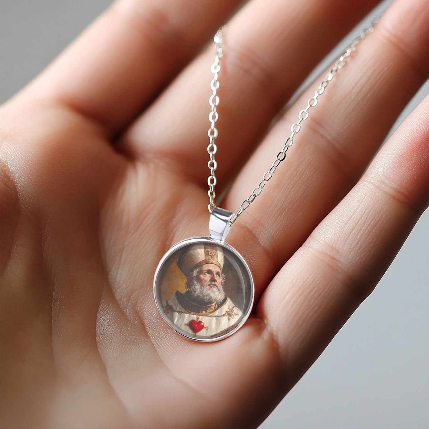 St. Valentine Necklace Catholic Saint Pendant Medal image 3