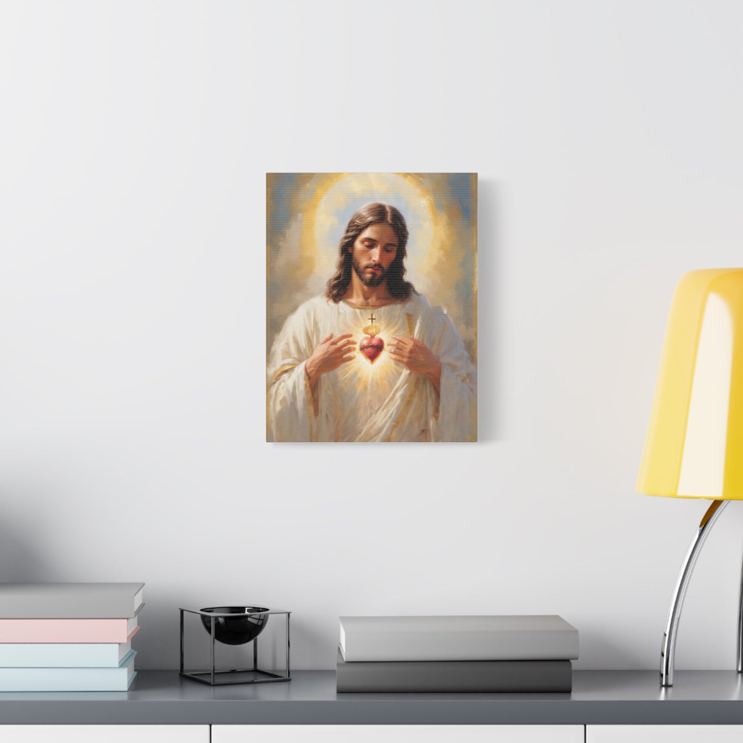 Jesus Christ Sacred Heart Catholic Canvas Wall Art, Christian Decor