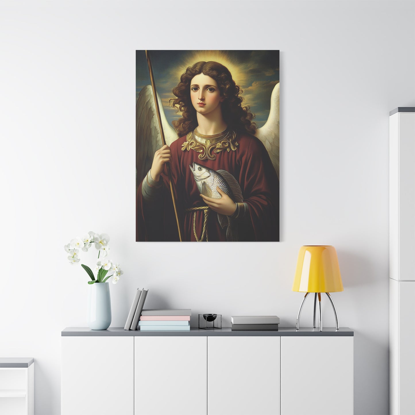 Ready To Hang - St. Rapahel the Archangel Catholic Canvas Wall Art, Christian Decor