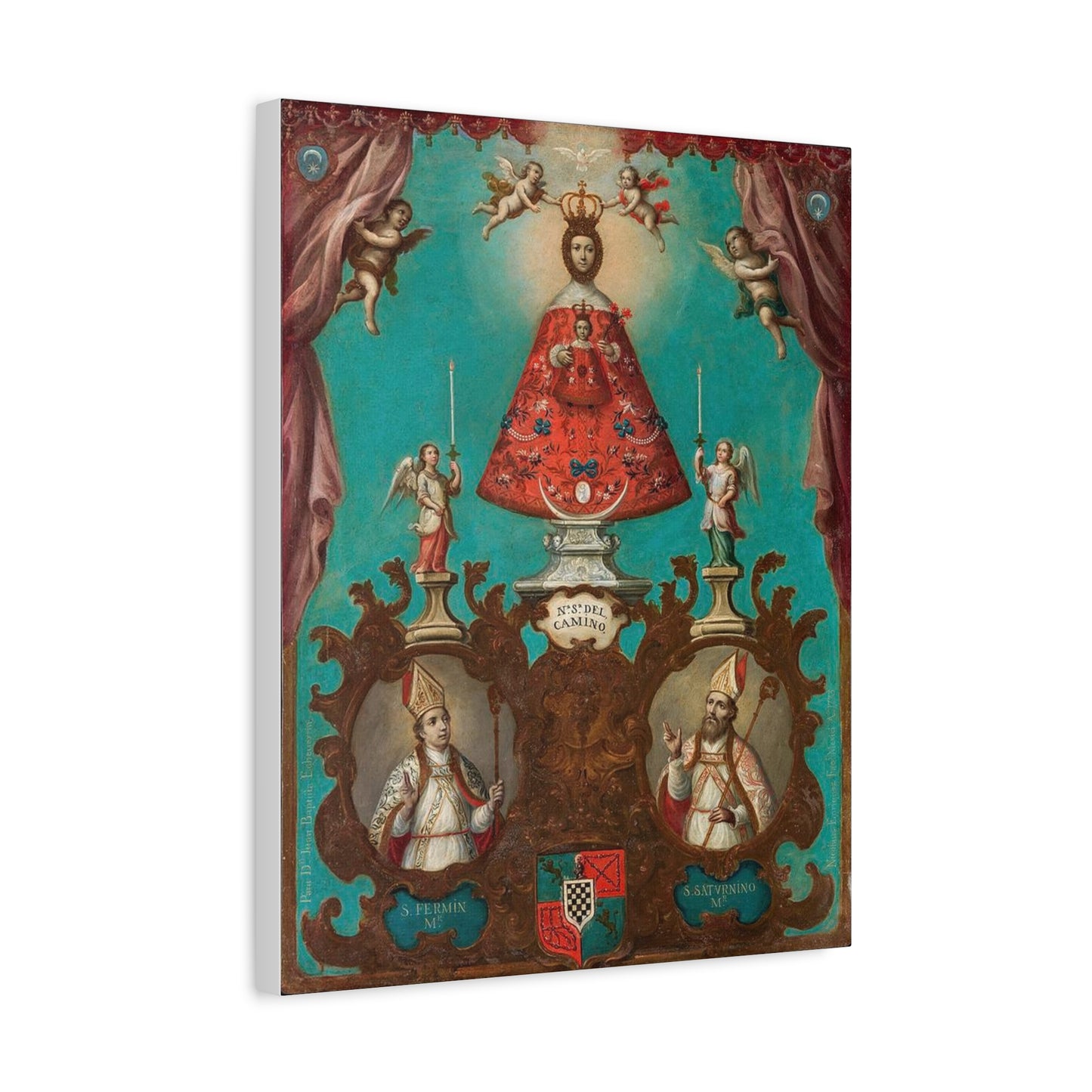 The Virgin of El Camino with St Fermin and St Saturnino Catholic HQ Print on Canvas Ready To Hang - Virgin Mary Canvas