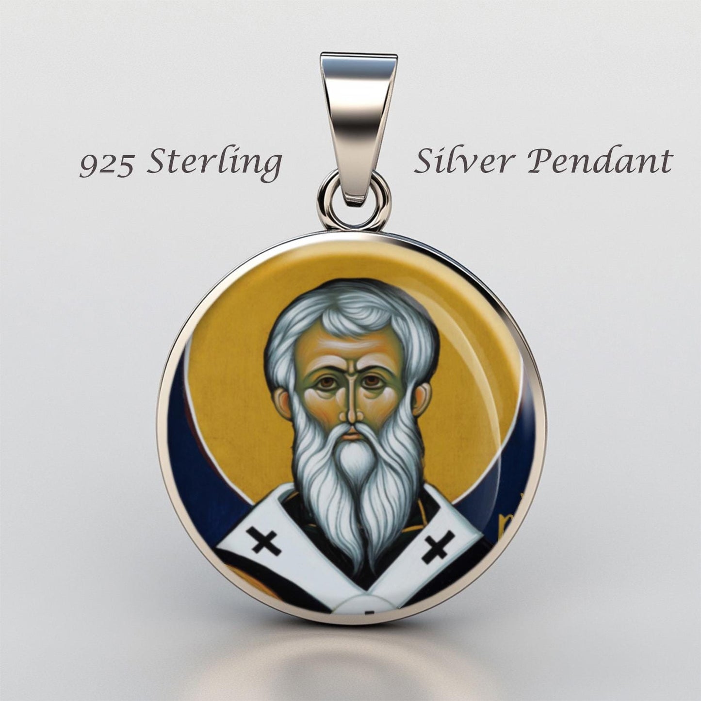 Saint Modestos Bishop Of Jerusalem Religious Devotional sterling silver 925 Christian Medal