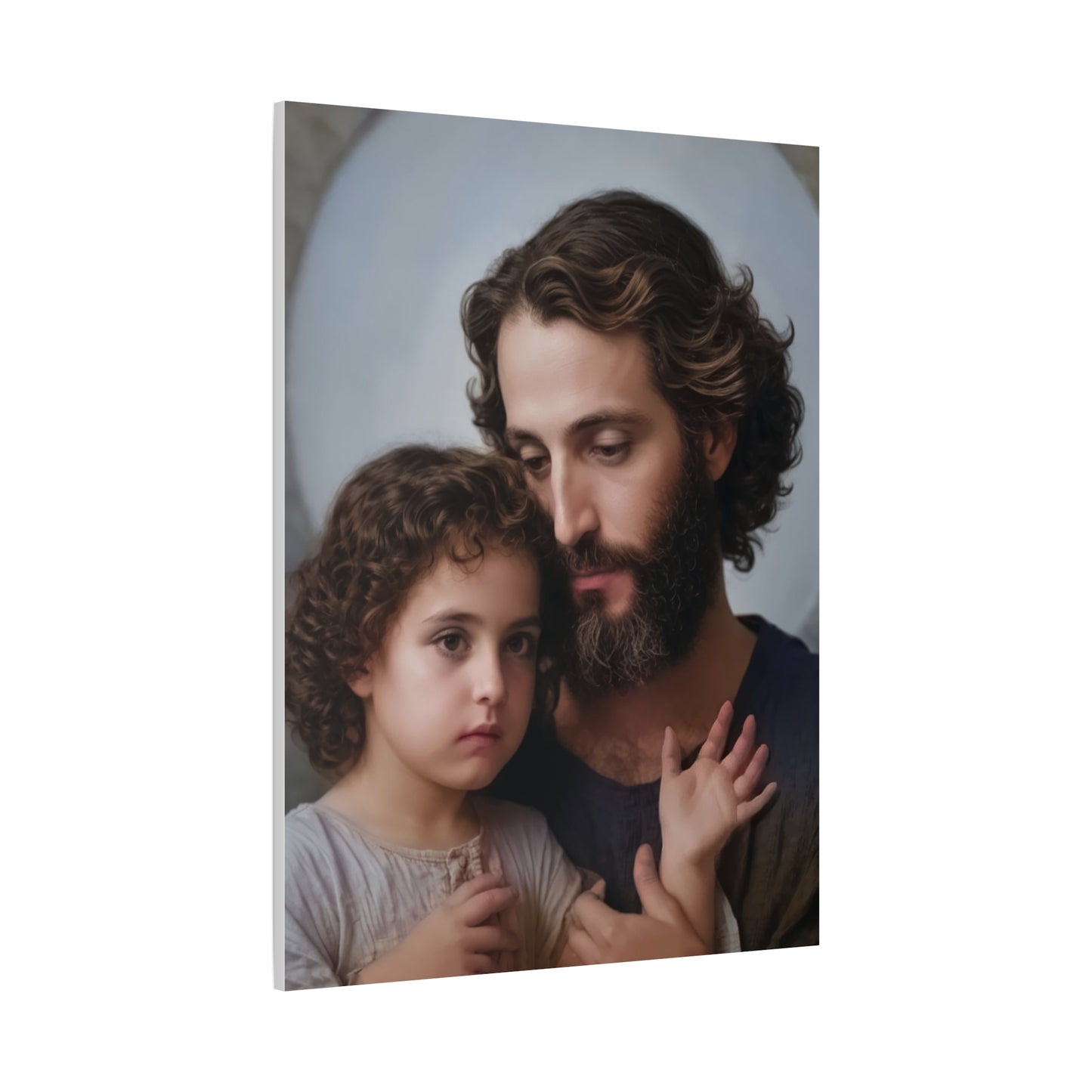 St. Joseph and Baby Jesus Catholic Canvas Wall Art, Print Christian Decor