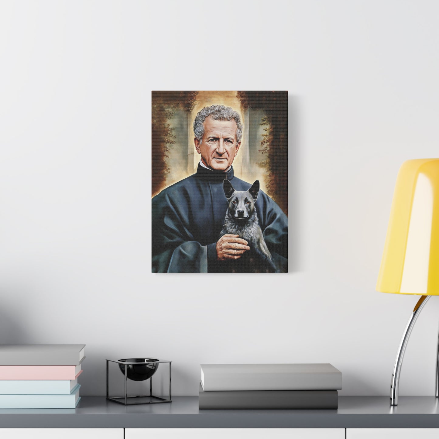 St. John Bosco and Grigio Catholic Canvas Wall Art, Christian Decor