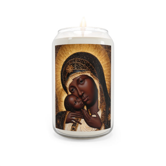 Black Madonna African Mary Catholic Serenity Scented Candle, 13.75oz | Relaxation Gift, Home Decor, Calm Atmosphere, Religious Decor
