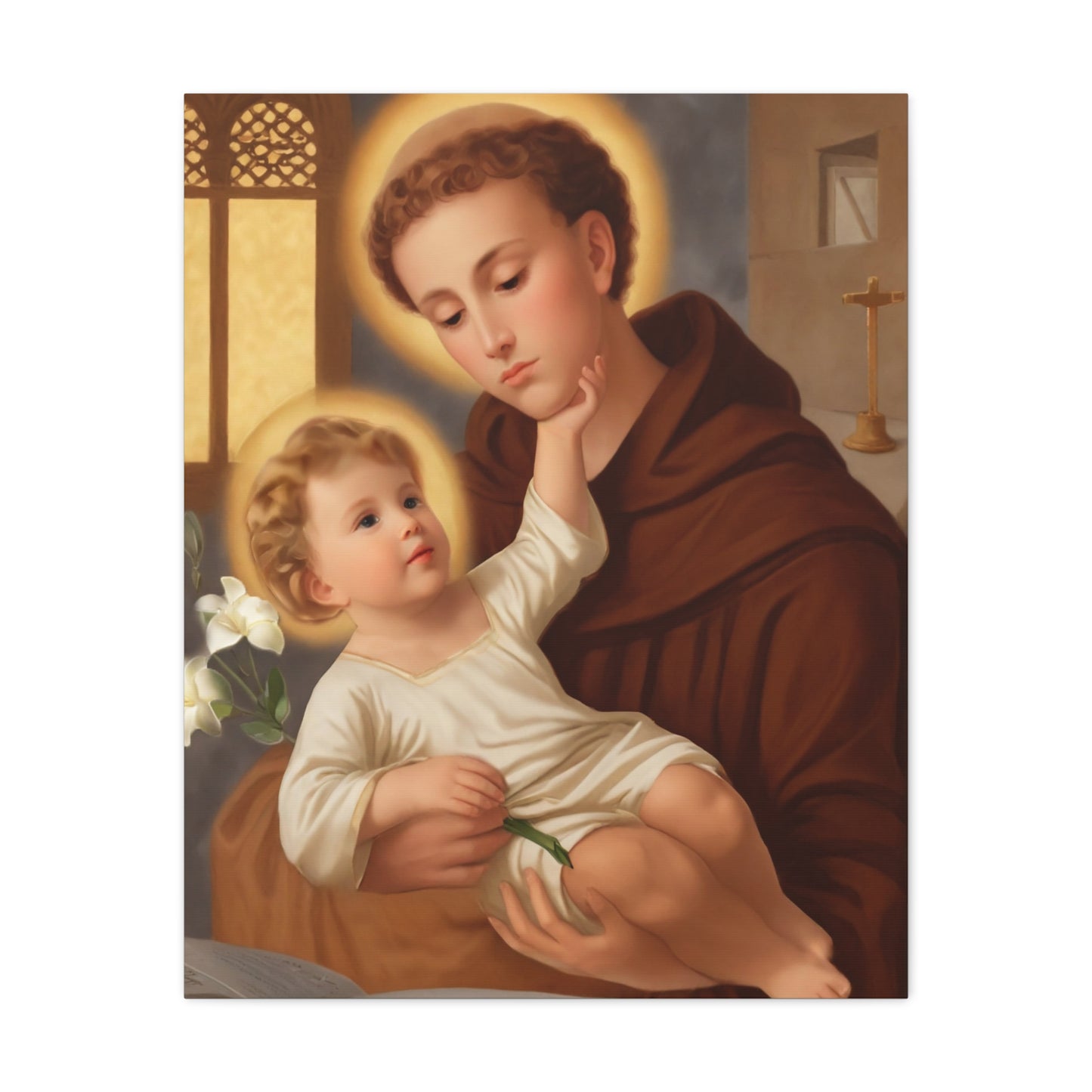 St. Anthony and Jesus Catholic Canvas Print, Catholic Decor Wall, Gift Religious Christian