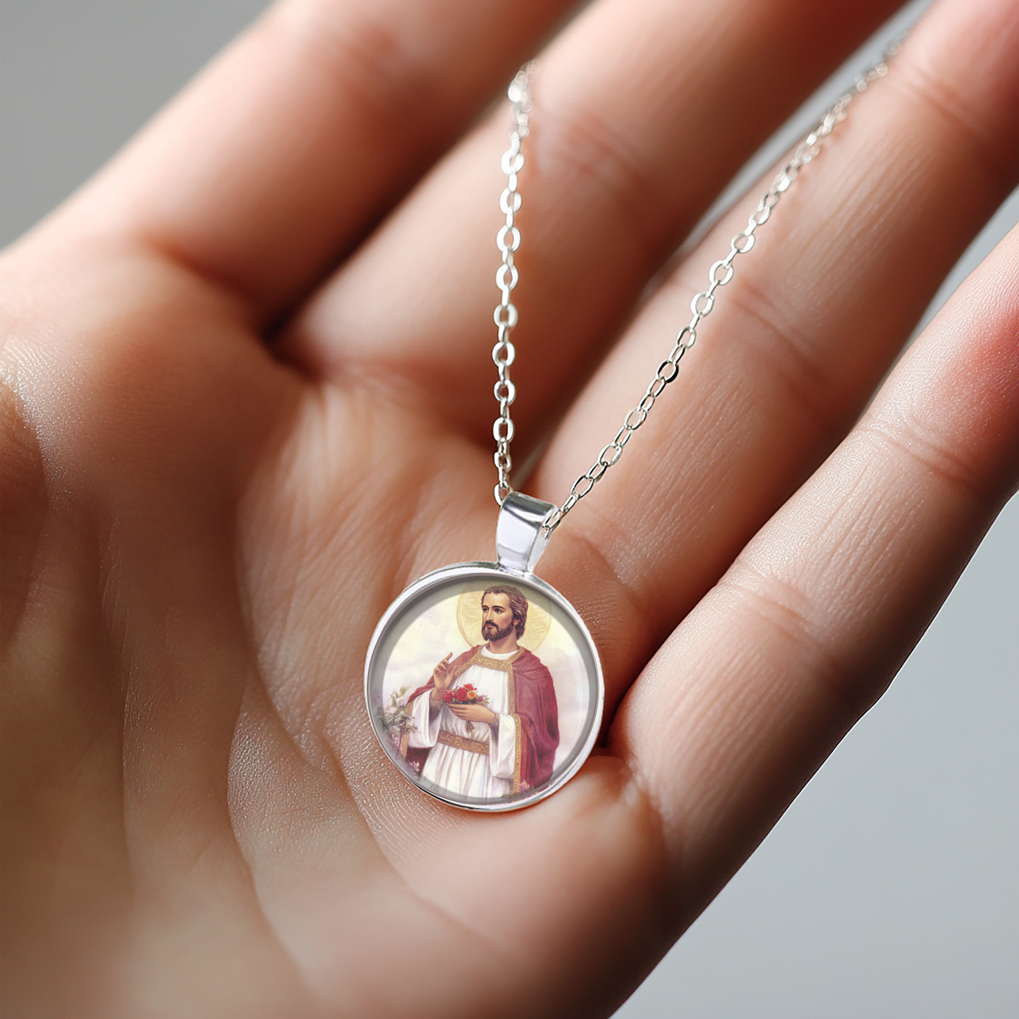St. Valentine Necklace Catholic Saint Pendant Medal image 3