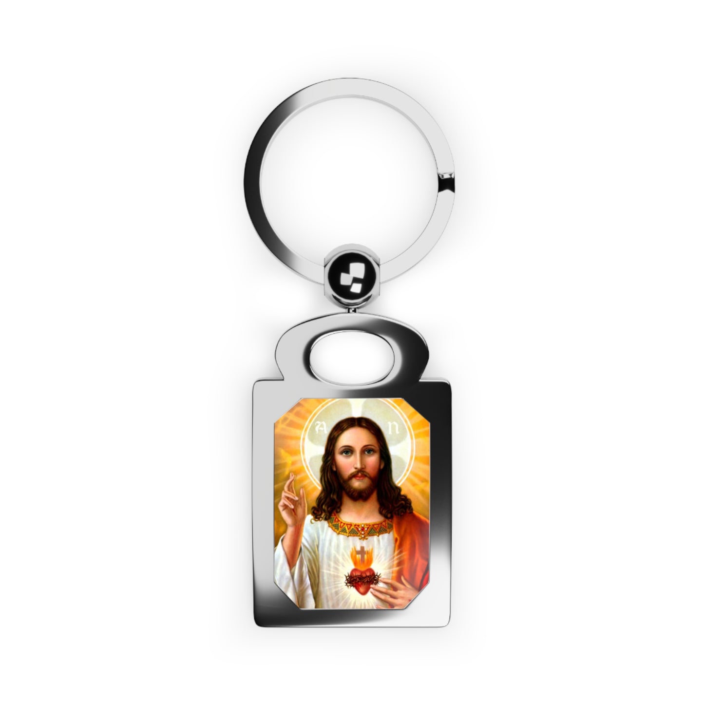 Spiritual Photo Keyring - Personalized Keychain, Religious Gift, Sacred Heart Jesus Keepsake, Custom Keychain for Faithful