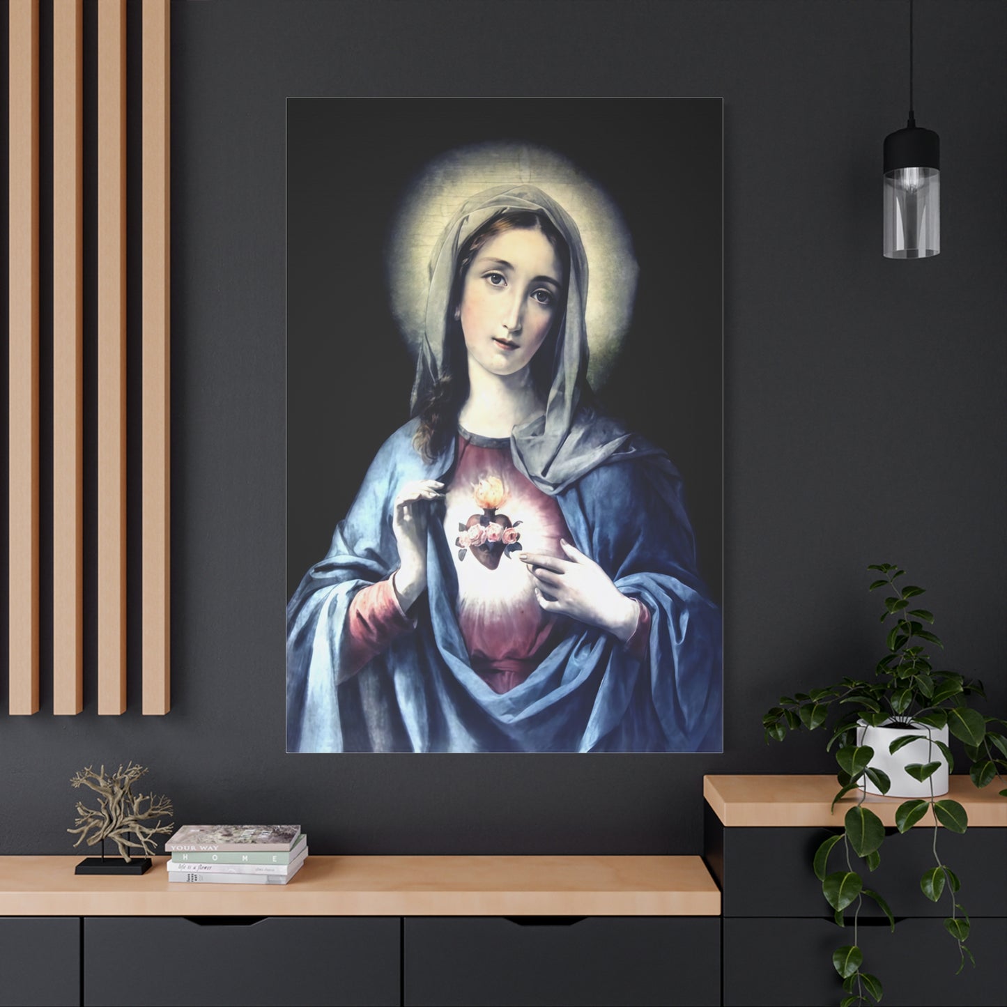 Ready to Hang - Immaculate Heart Virgin Mary Catholic Canvas Wall Art, Christian Decor