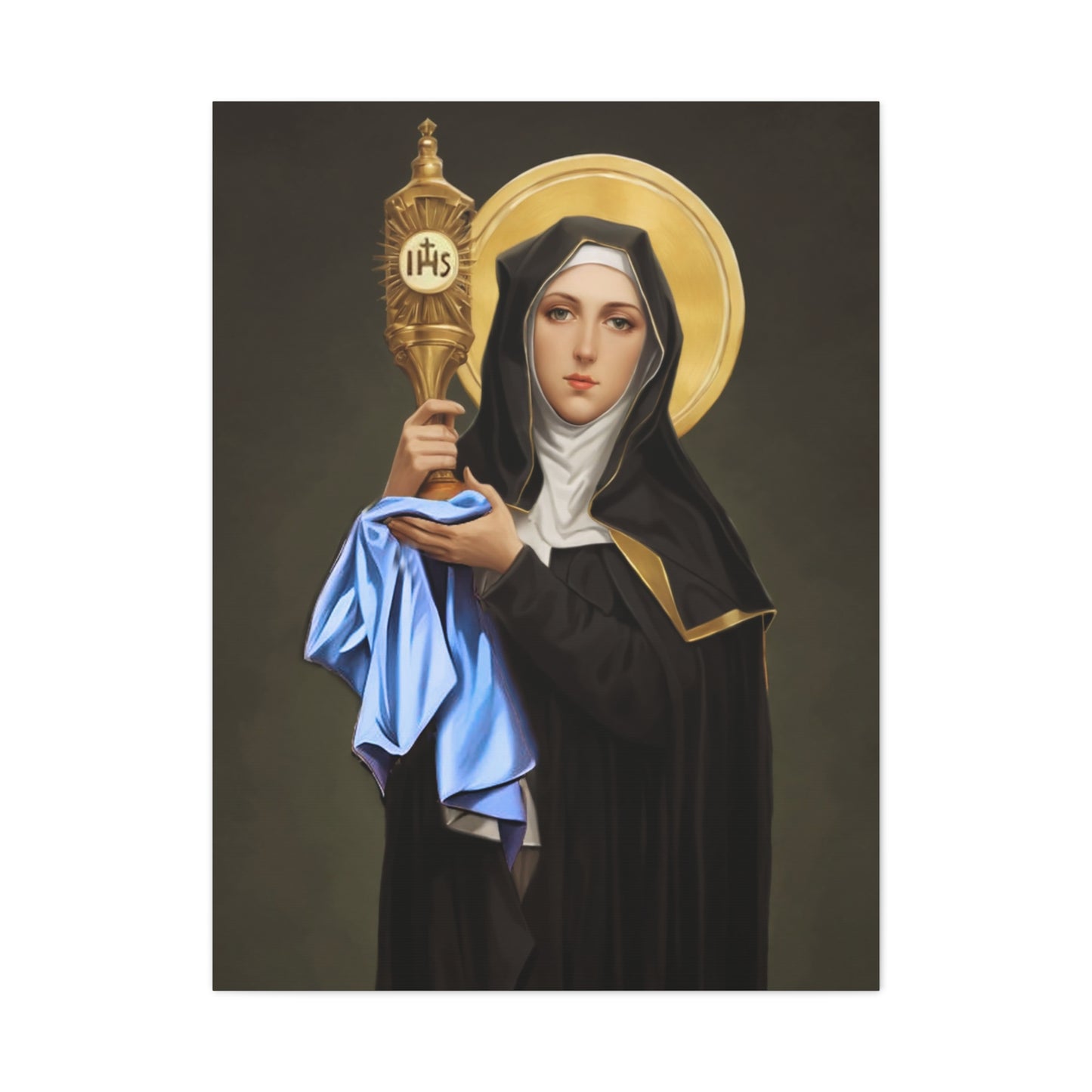 St. Clare of Assisi saint Catholic Canvas Wall Art, Christian Decor