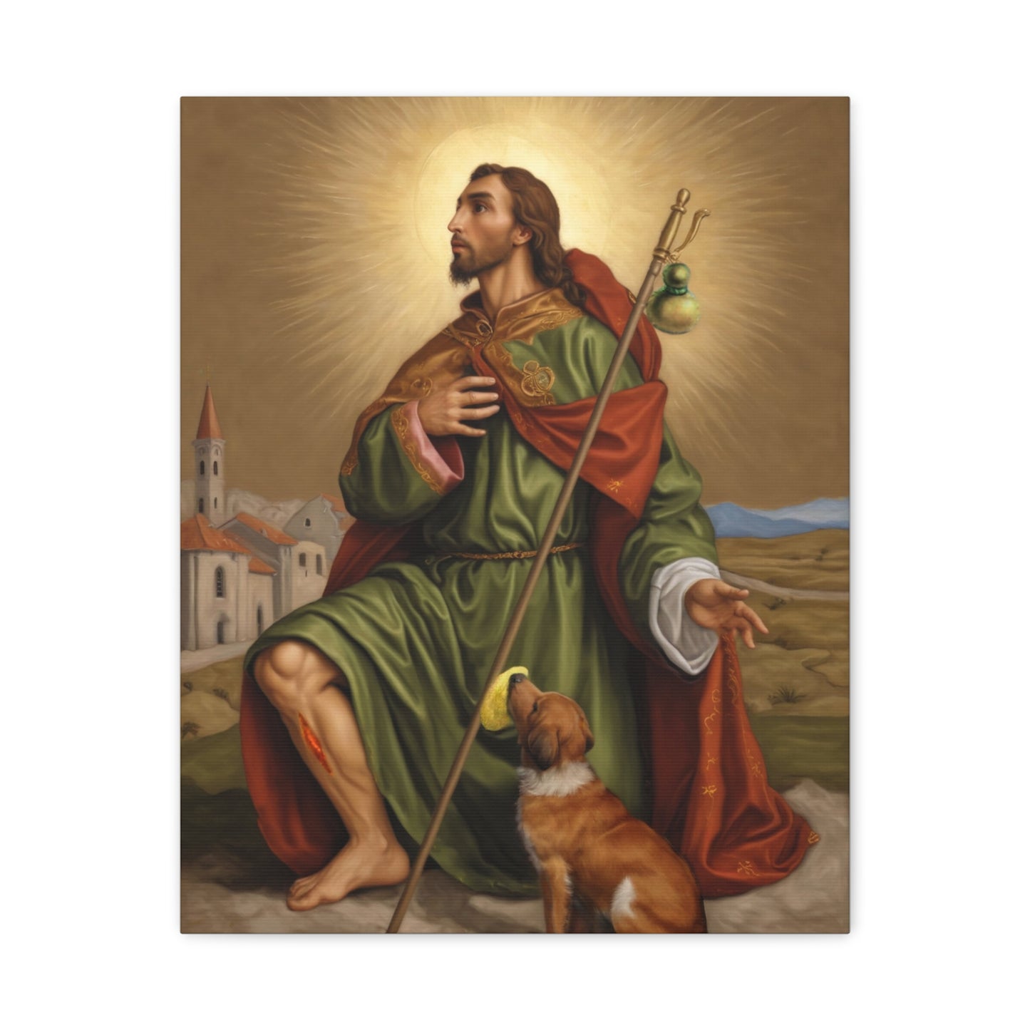 Ready To Hang - St. Roch Rocco Catholic Canvas Wall Art, Christian Decor