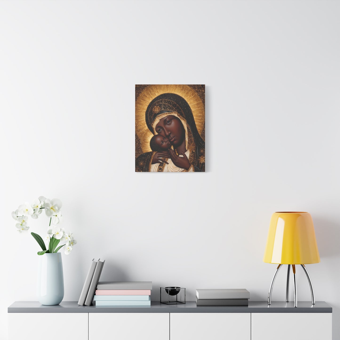Black Madonna African Mother Mary Catholic Canvas Wall Art, Christian Decor