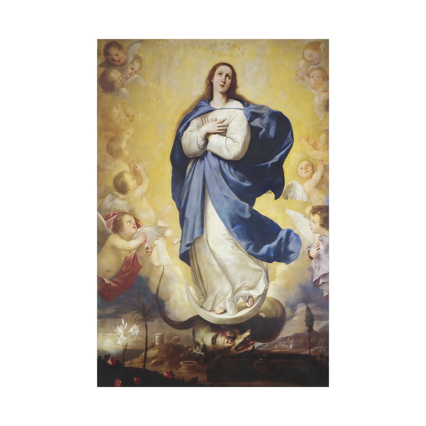 Ready to Hang - Immaculate Conception Virgin Mary Catholic Canvas Wall Art, Christian Decor