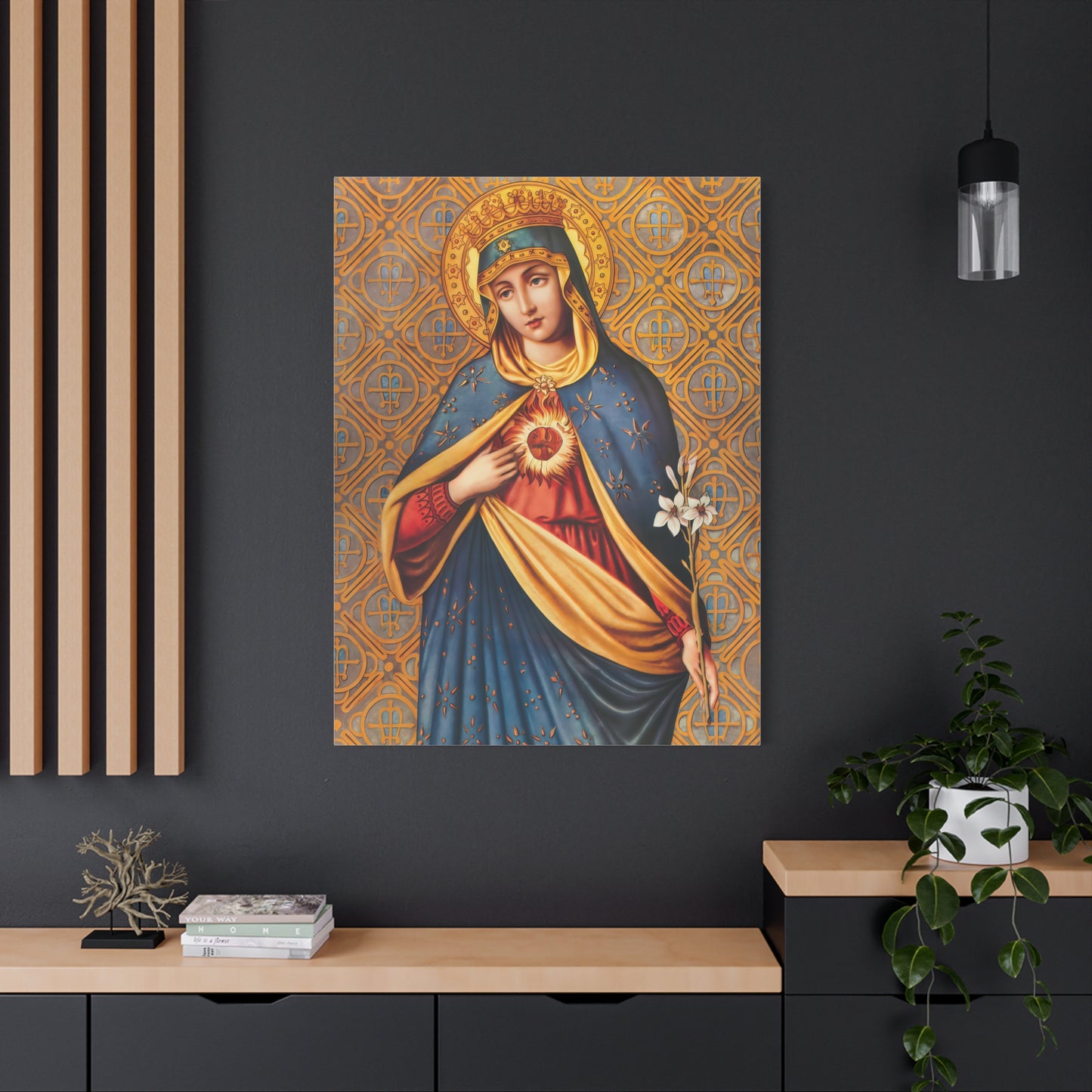 Ready to Hang - Immaculate Conception Mother Mary Catholic Canvas Wall Art, Christian Decor