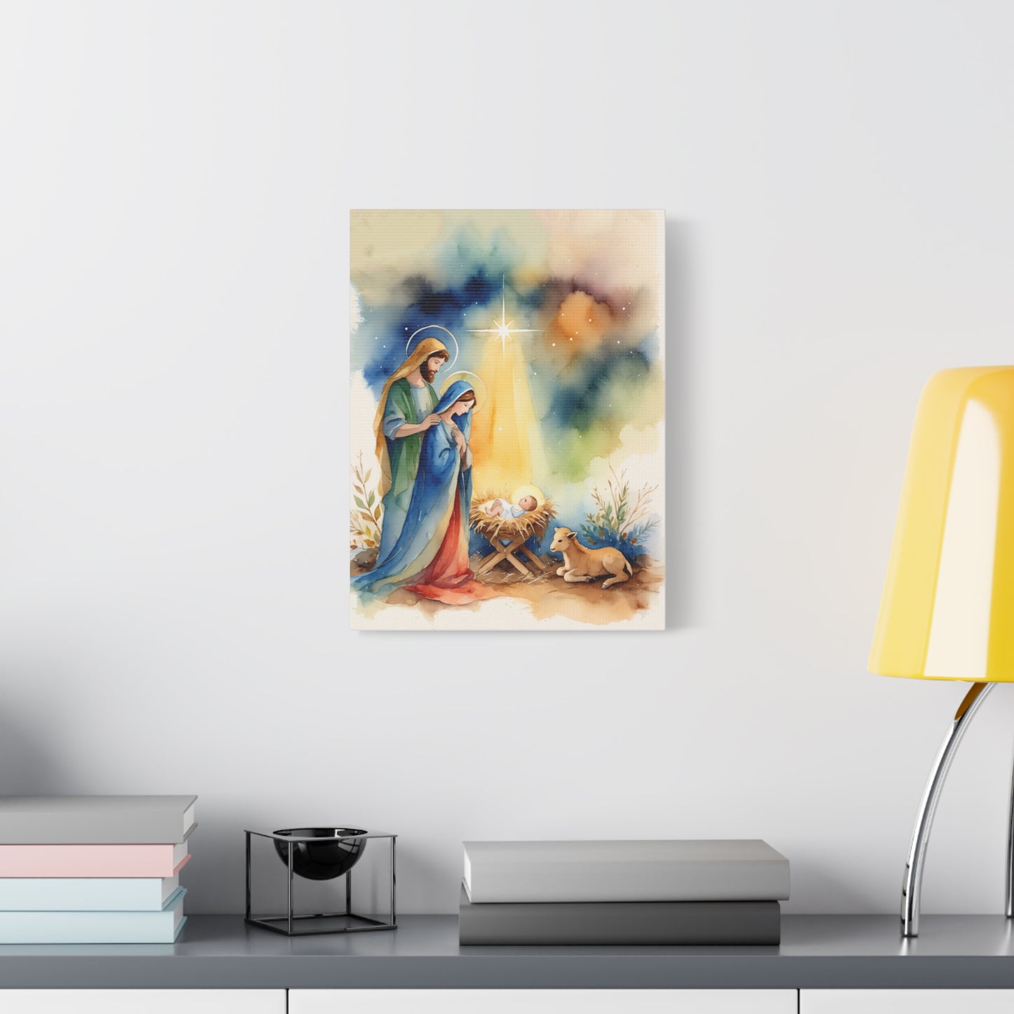 Nativity Scene Holy Family Canvas Wall Art, Christian Decor