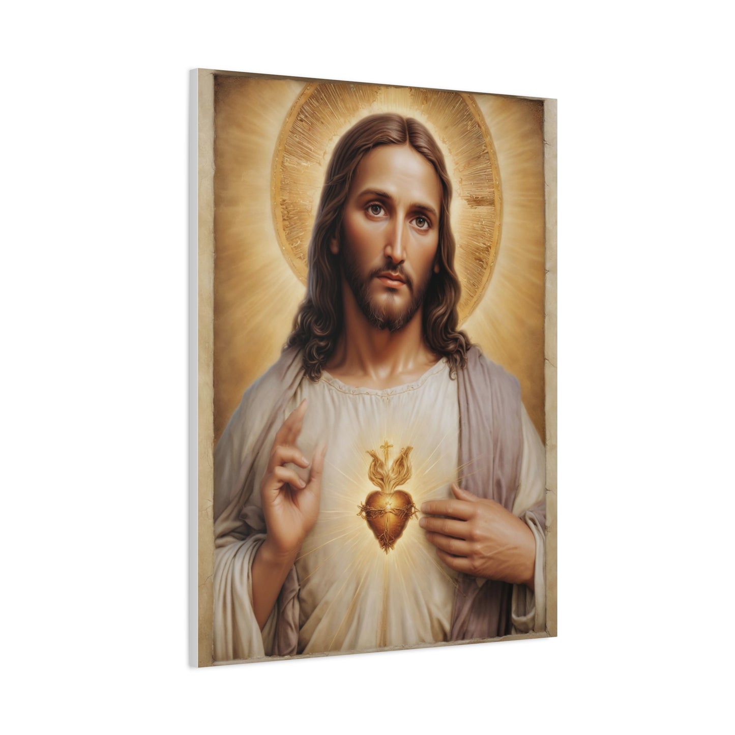 Jesus Christ Sacred Heart Catholic Canvas Wall Art, Christian Decor