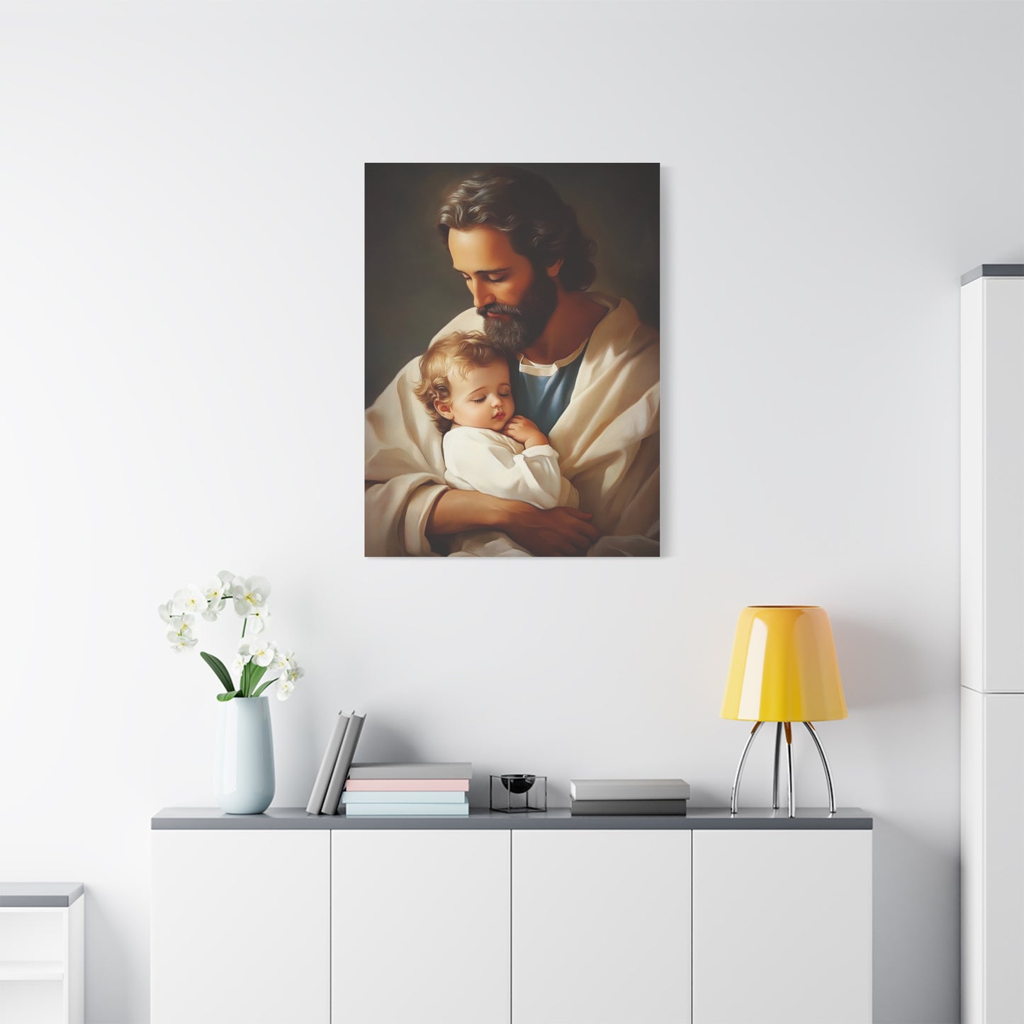 St. Joseph and Jesus Catholic Canvas Wall Art, Christian Decor