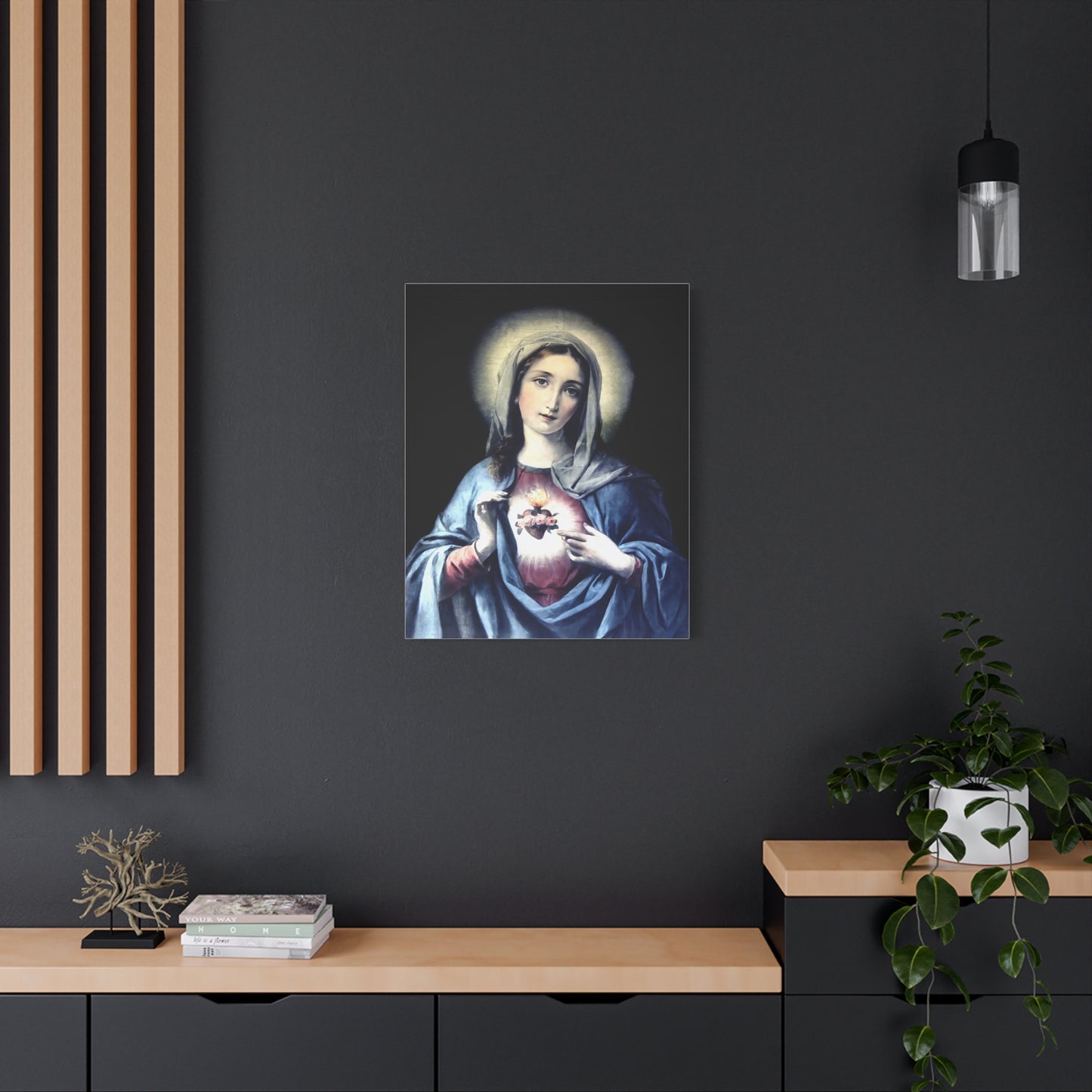 Ready to Hang - Immaculate Heart Virgin Mary Catholic Canvas Wall Art, Christian Decor