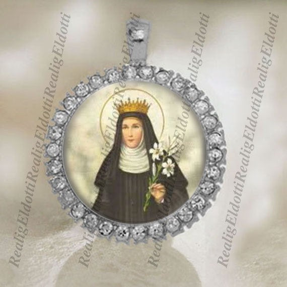 St. Patricia Catholic Religious Jewelry Patron Saint Medal Pendant Cabochon