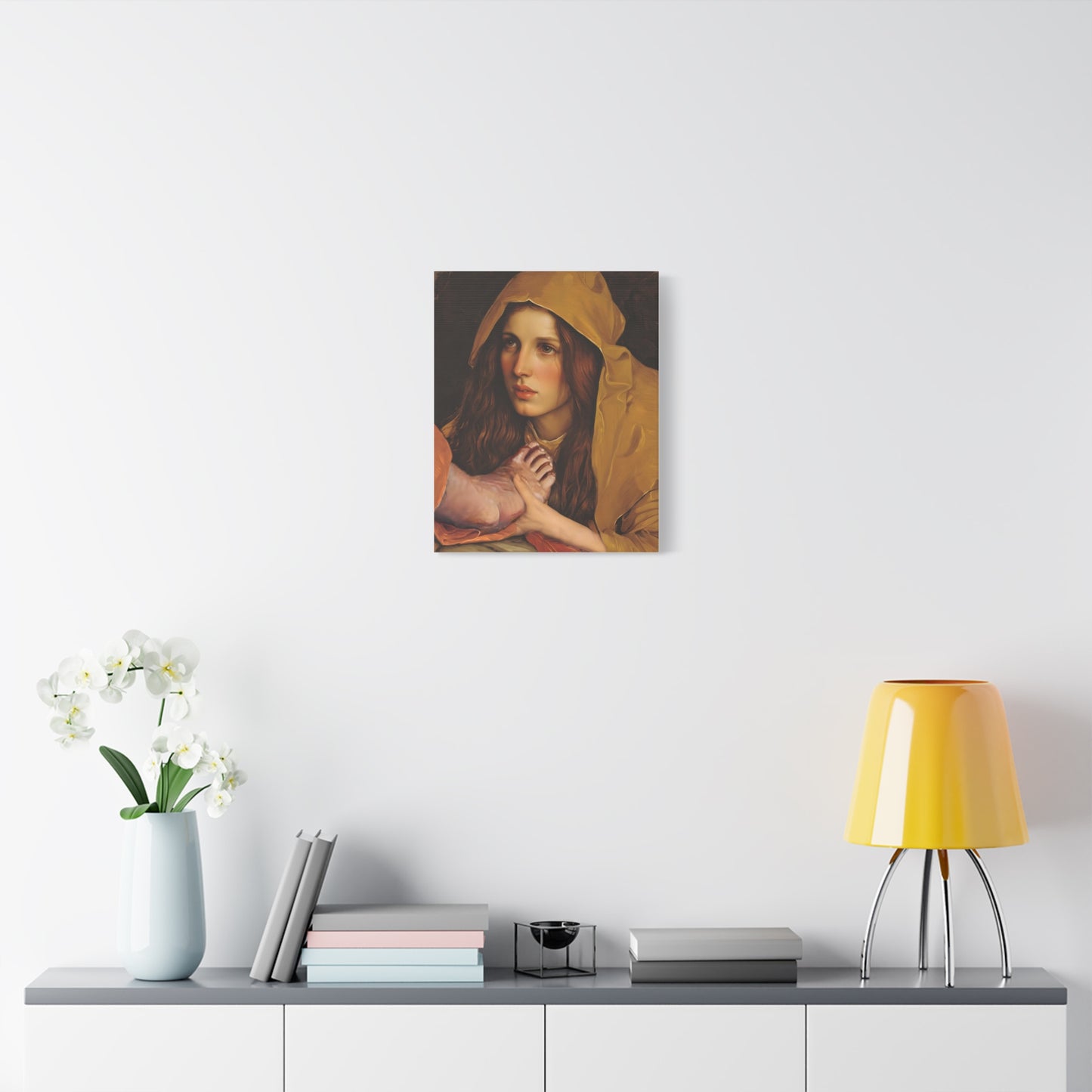 St. Mary Magdalene Anointing Jesus Feet Catholic Canvas Wall Art, Christian Decor