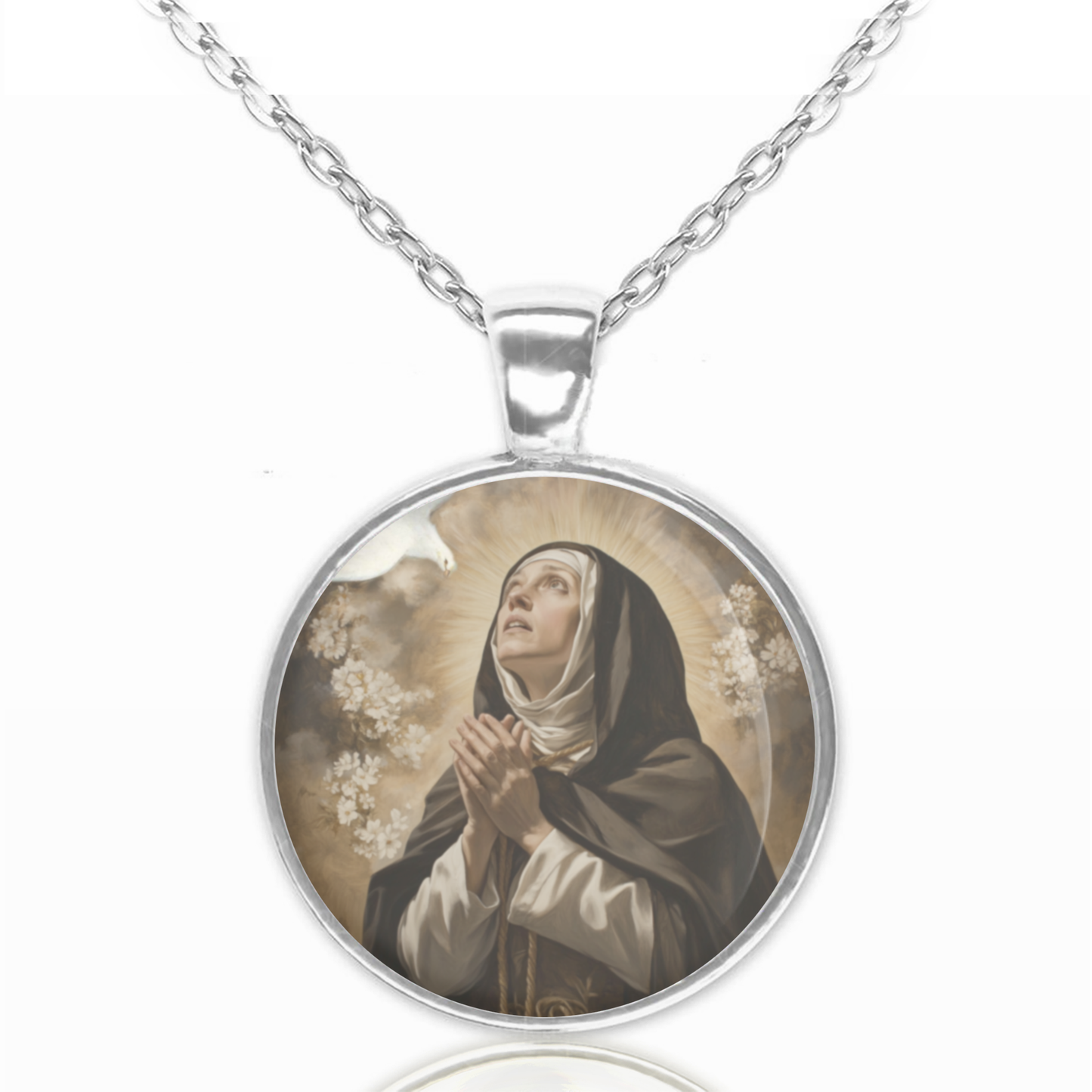 St. Teresa Of Avila Necklace Catholic Saint Pendant Medal image 0