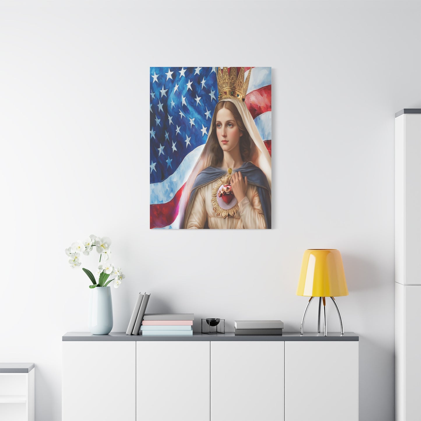 Ready to Hang - Mary Our Lady of America Catholic Canvas Wall Art, Christian Decor