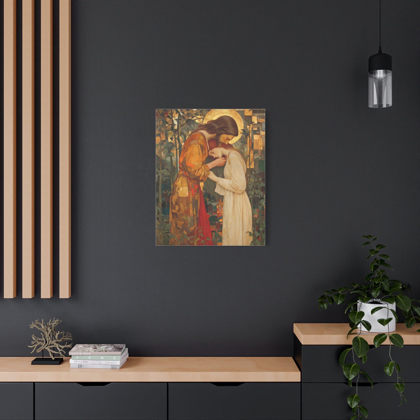 Healing Love - Christ Embracing Mary Magdalene Catholic Canvas Wall Art, Christian Decor