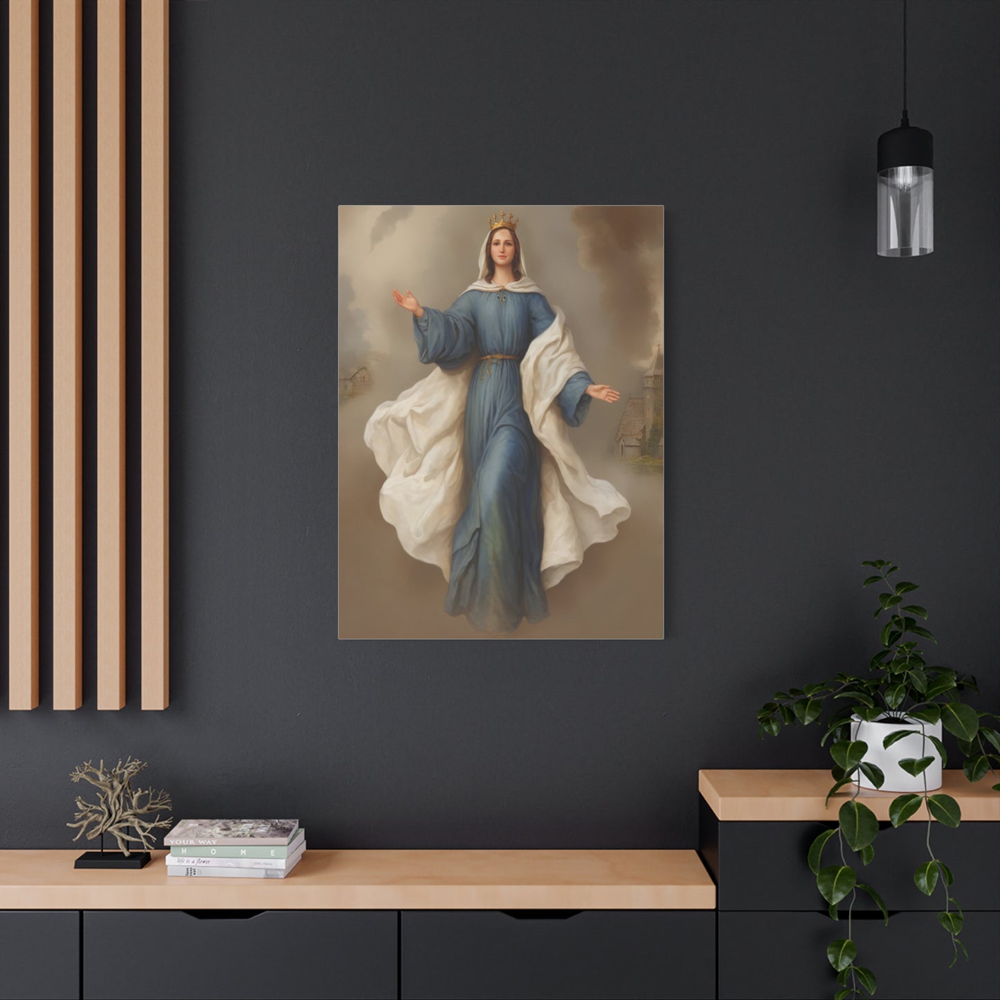 Mother Mary Our Lady of Knock Catholic Canvas Wall Art, Christian Decor