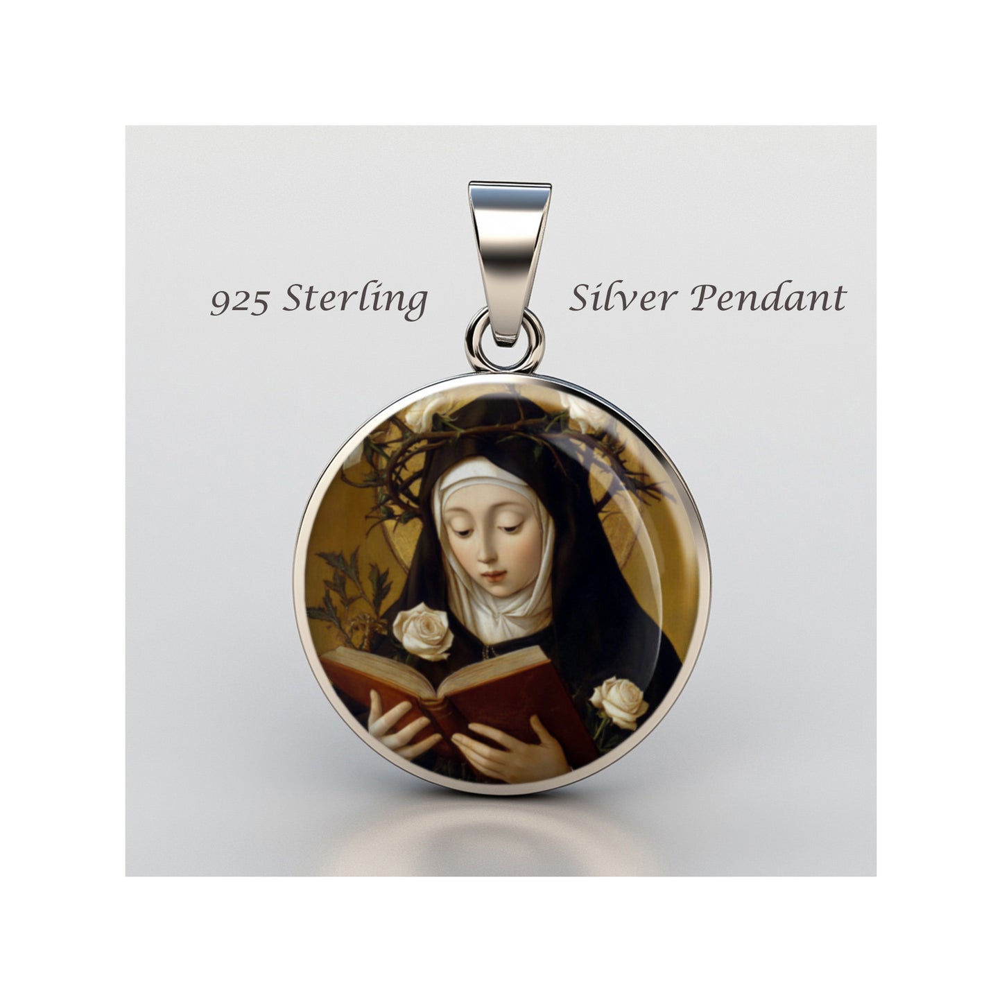 Saint Catherine Of Siena Catholic sterling silver 925 Christian Medal Patron image 0