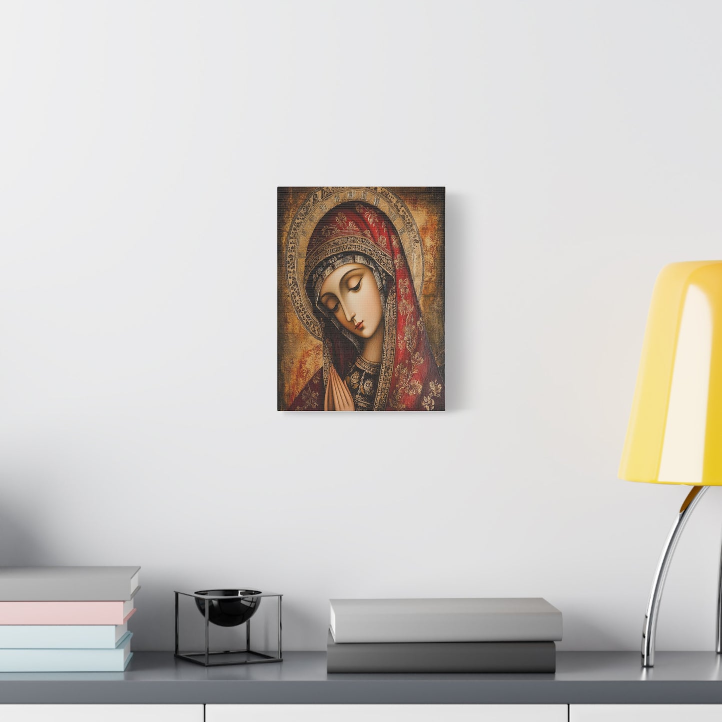 Holy Mary Icon in Byzantine Style - Canvas Wall Art, Christian Decor