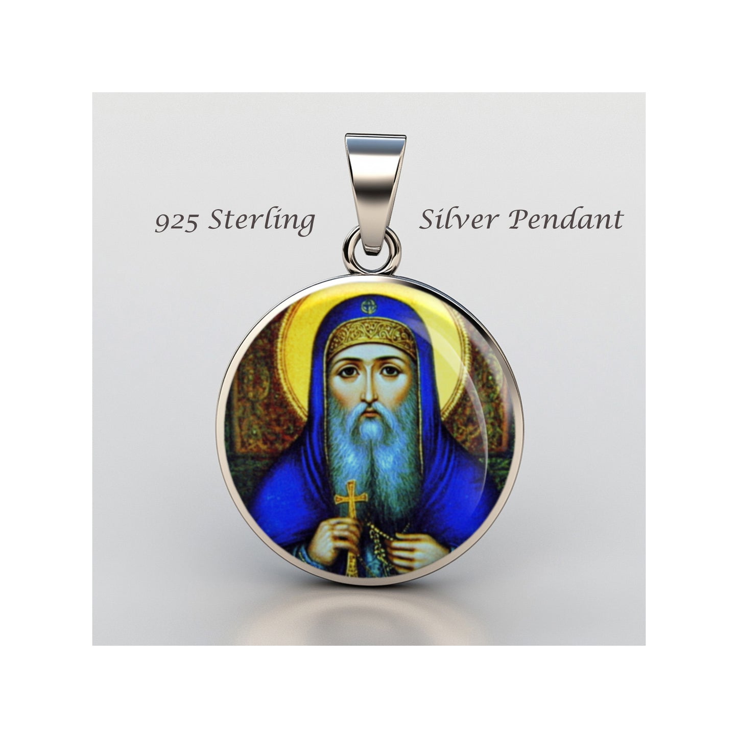 Saint Shenouda The Archimandrite Catholic sterling silver 925 Christian Medal image 0
