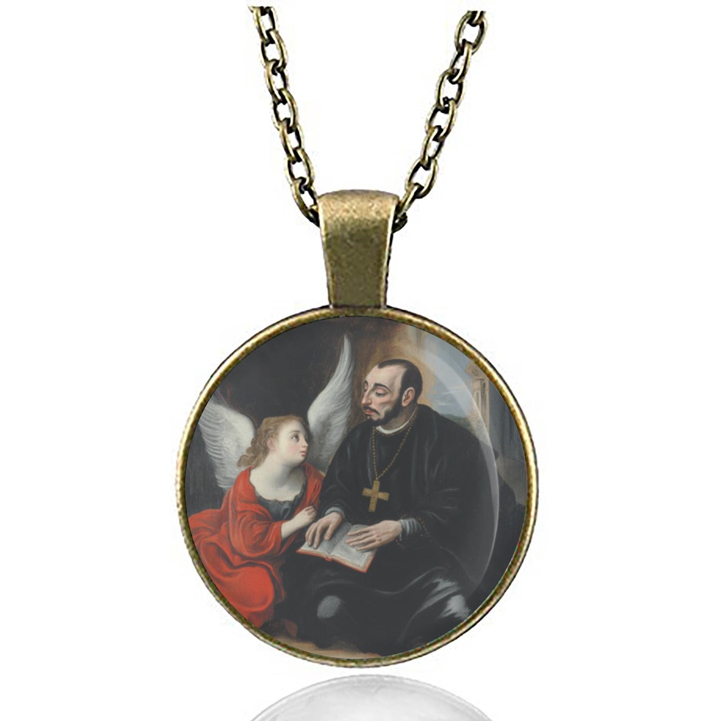 Saint Camillus de Lellis Catholic Necklace. Religious Catholic Pendant. Christian Medal Necklace.