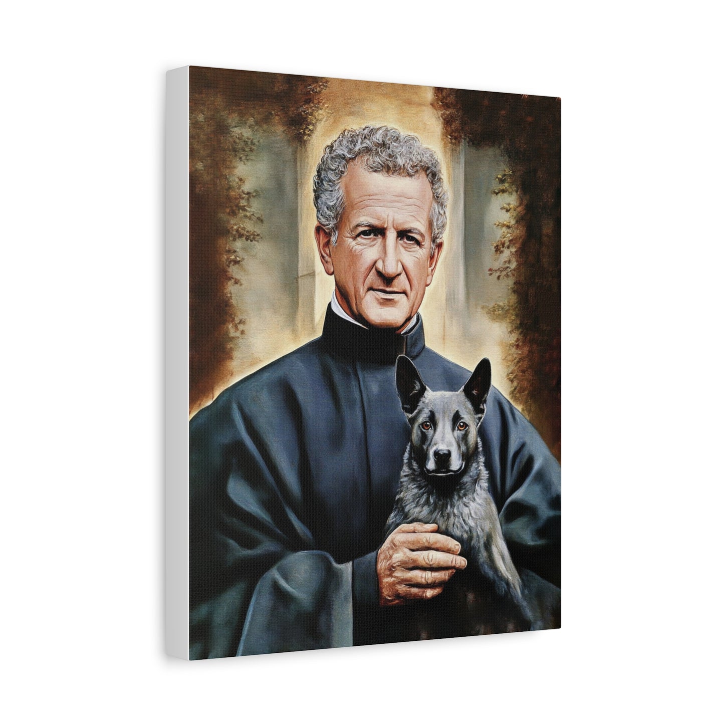 St. John Bosco and Grigio Catholic Canvas Wall Art, Christian Decor