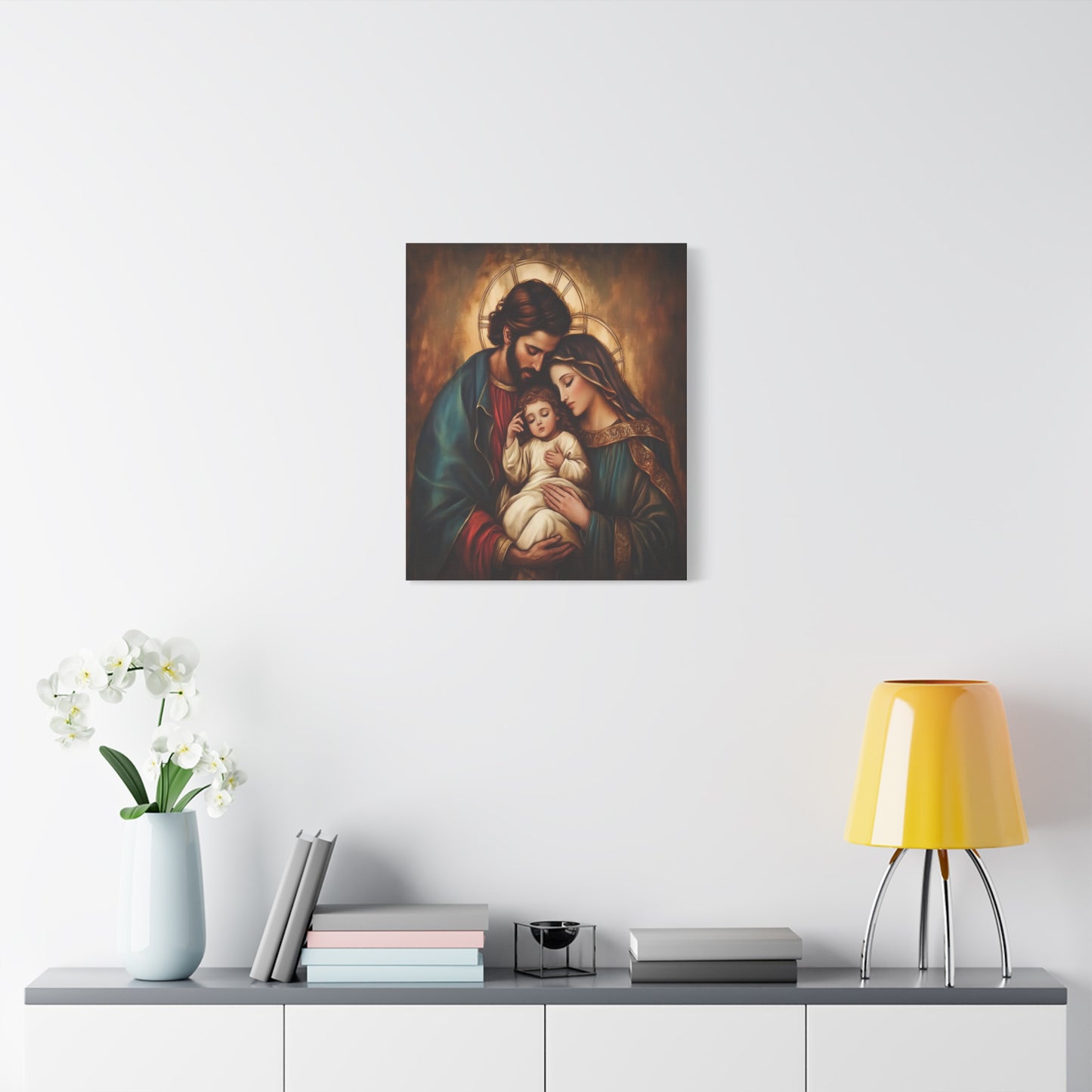 Holy Family Catholic Canvas Wall Art, Christian Decor