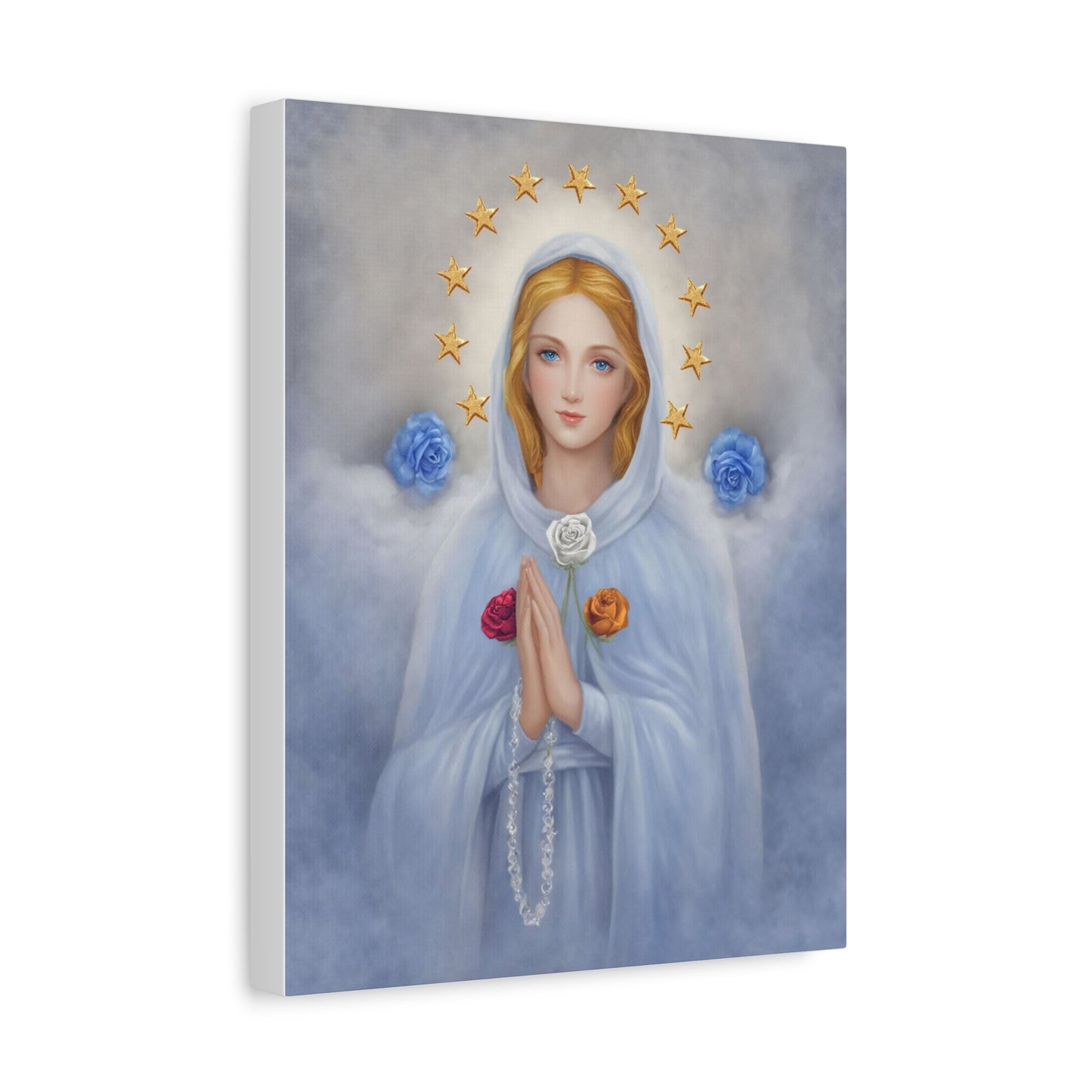 Rosa Mystica Mary Catholic Canvas Wall Art, Christian Decor