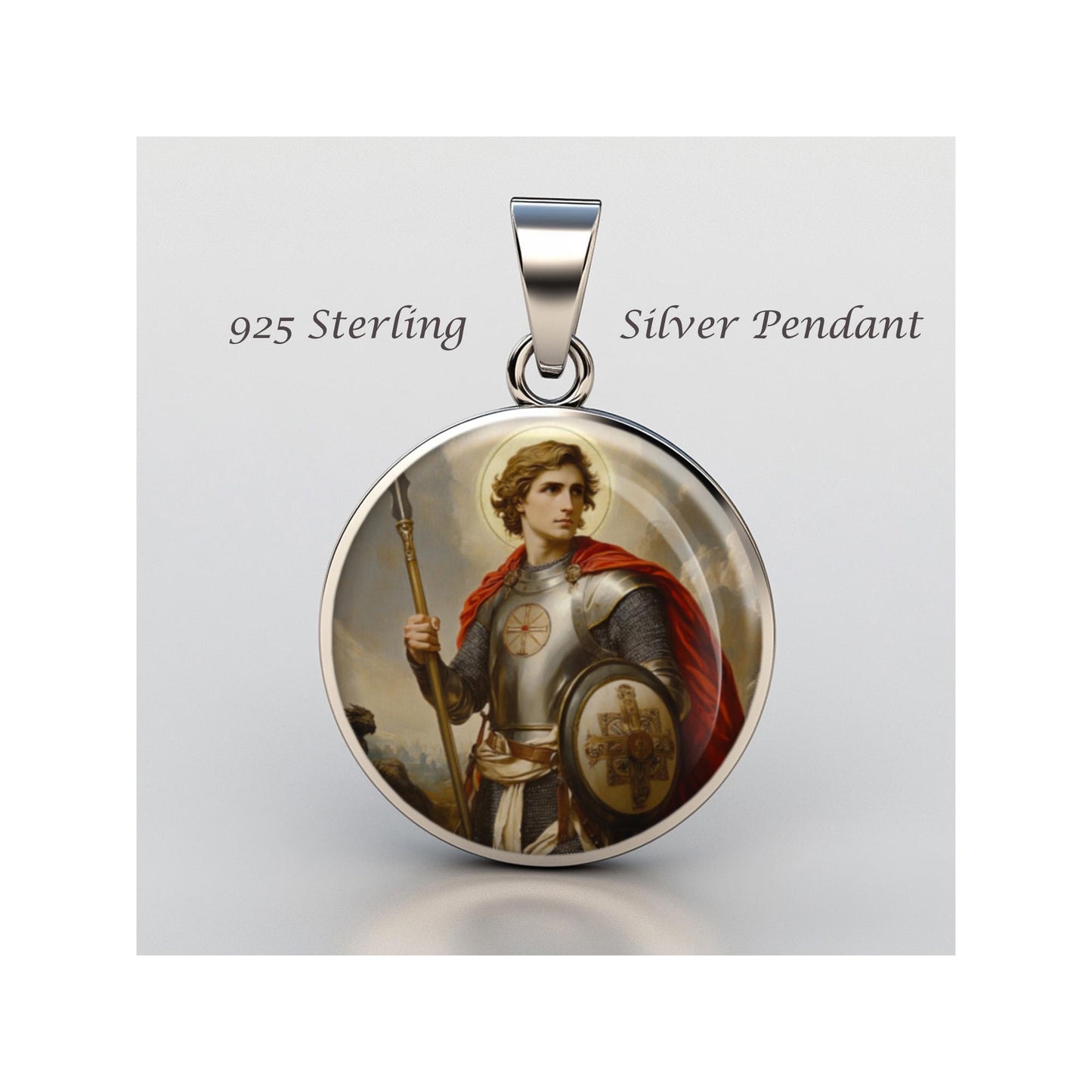 Saint George Religious Devotional sterling silver 925 Christian Medal Patron Pendant