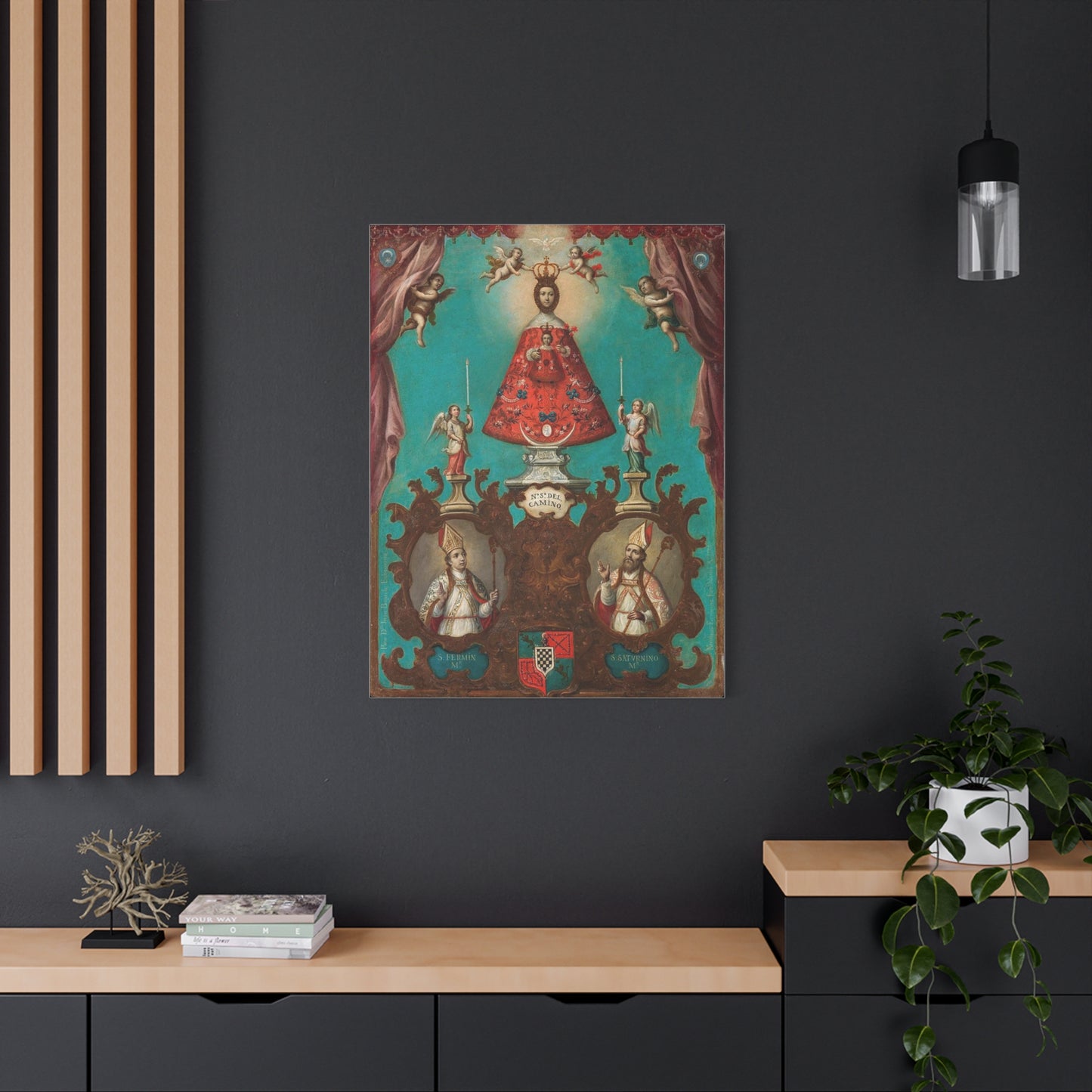 The Virgin of El Camino with St Fermin and St Saturnino Catholic HQ Print on Canvas Ready To Hang - Virgin Mary Canvas