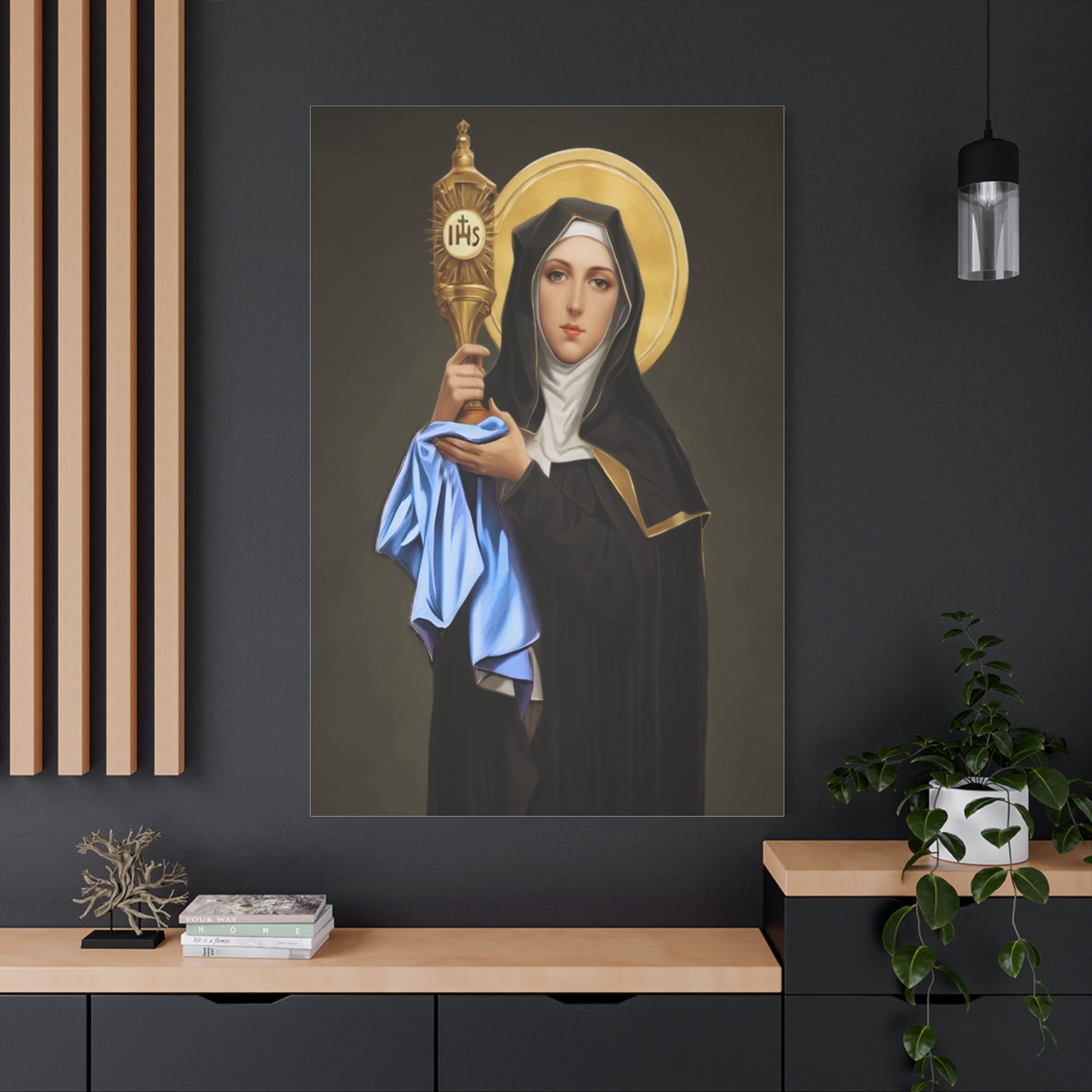 St. Clare of Assisi saint Catholic Canvas Wall Art, Christian Decor