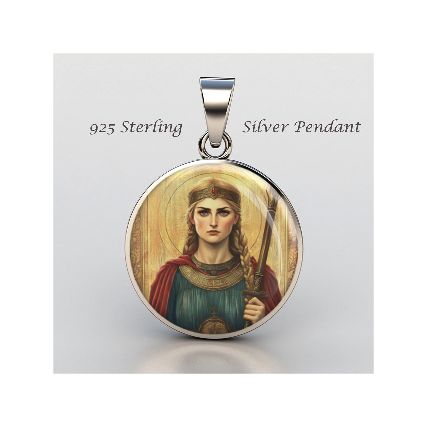 Saint Olga Catholic sterling silver 925 Christian Medal Patron Pendant image 0