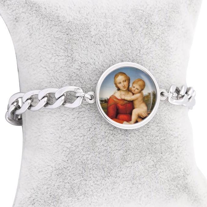 Our Lady Madonna And Child Jesus Bracelet Gold or Silver tone Religious Jewelry Simple Chain
