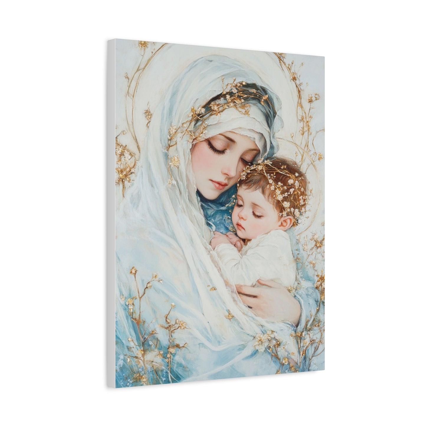 Holy Mother with Baby Jesus Catholic Canvas Wall Art, Christian Decor